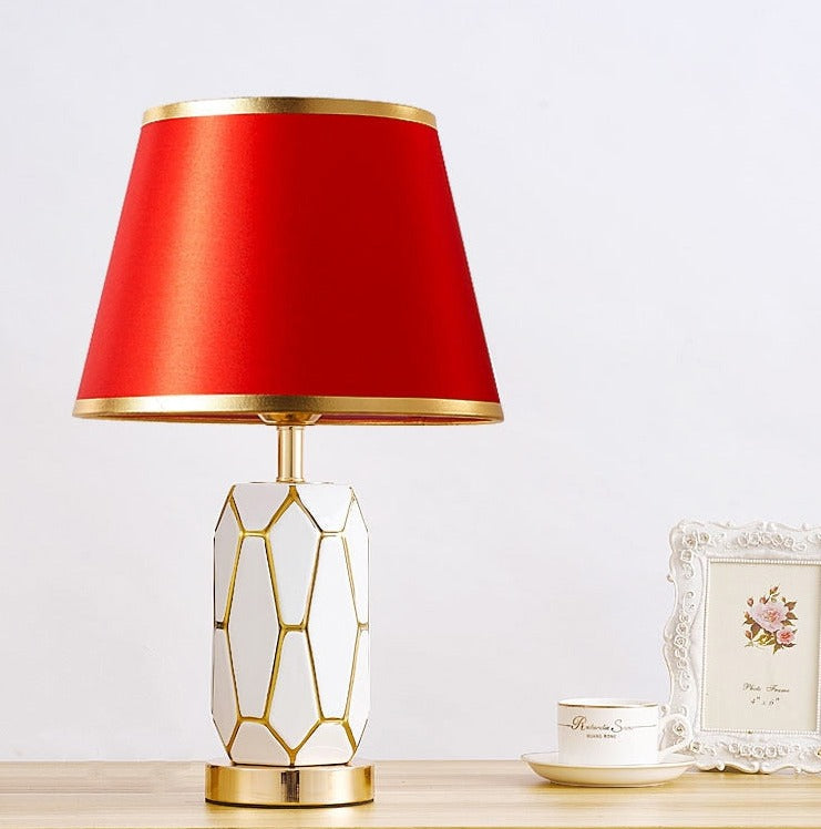Geometric Table Lamp  White Ceramic with Gold Trim - Product detail 8