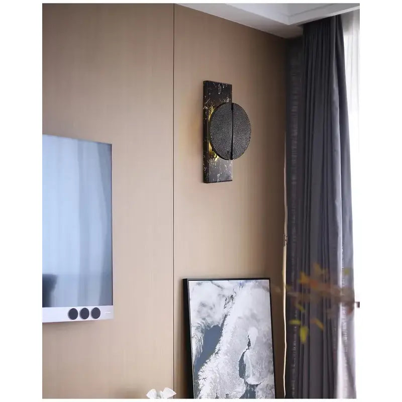 Modern Marble Wall Light  Black Stone Half Moon Design - Product example