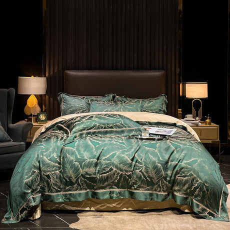 Tropical Luxury Bedding Set  Egyptian Cotton Leaf Pattern - Product showcase