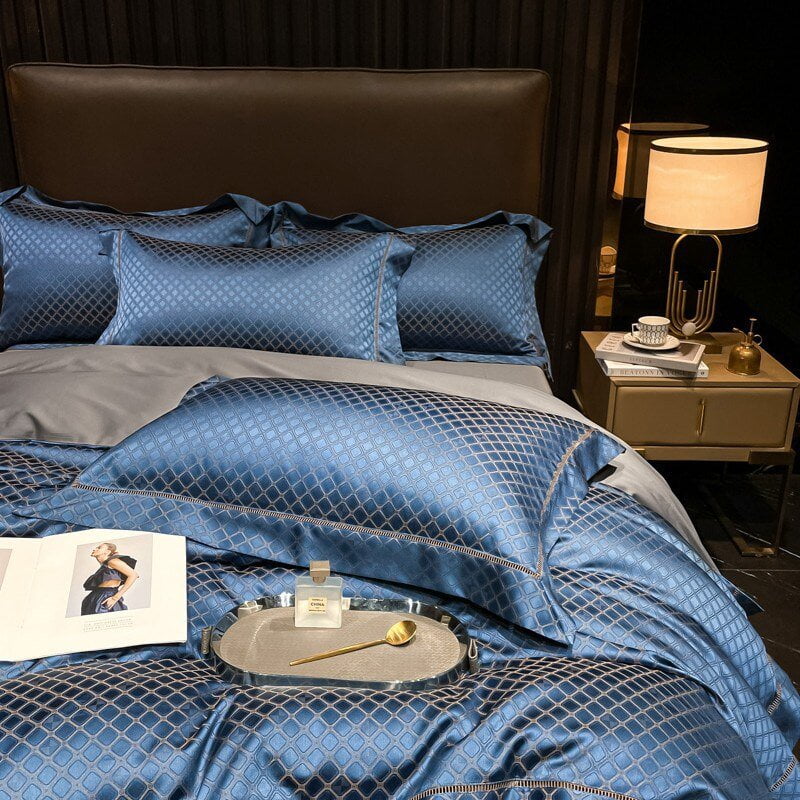 Luxury Egyptian Cotton Bedding  Diamond Pattern Duvet Set - Product detail 4
