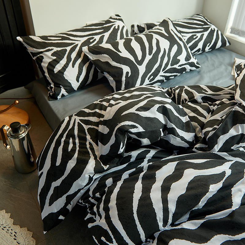 Zebra Print Duvet Cover Set  Egyptian Cotton Bedding - Detailed view