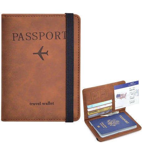 Travel Passport Holder  RFID Leather Card Organizer - Product showcase