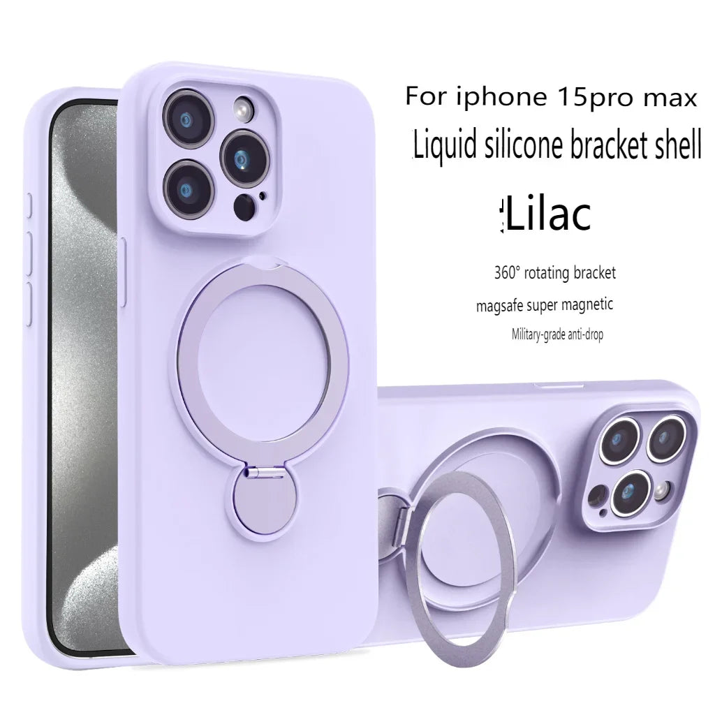 iPhone 15 Pro Max Ring Case  360 Rotating MagSafe Silicone Cover - Product detail 9