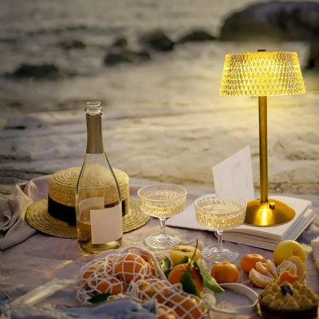 Crystal Table Lamp  Diamond Pattern Glass Shade - Product example