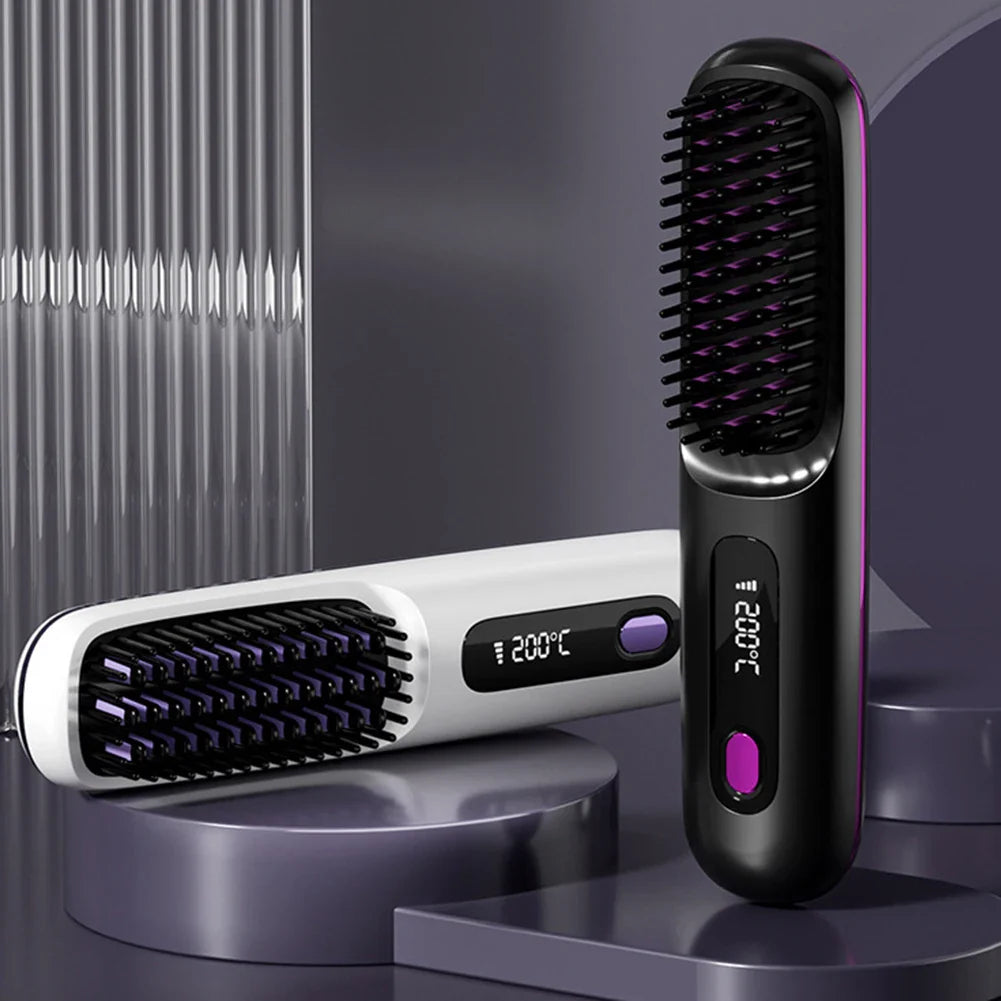 Ceramic Hair Straightening Brush  Digital Temperature Control - Product example
