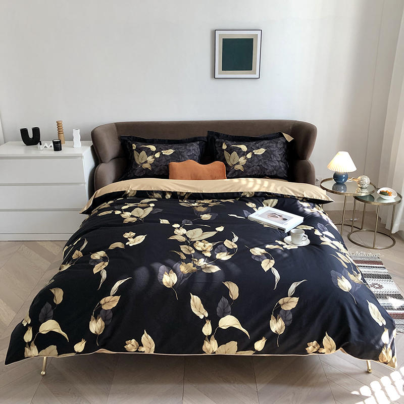 Luxury Egyptian Cotton Duvet Set  Dark Floral Print Design - Product showcase