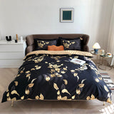 Luxury Egyptian Cotton Duvet Set  Dark Floral Print Design - Product showcase