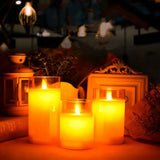 LED Glass Candles Set  Smoke Grey Cylinders with Timer - Product detail 5