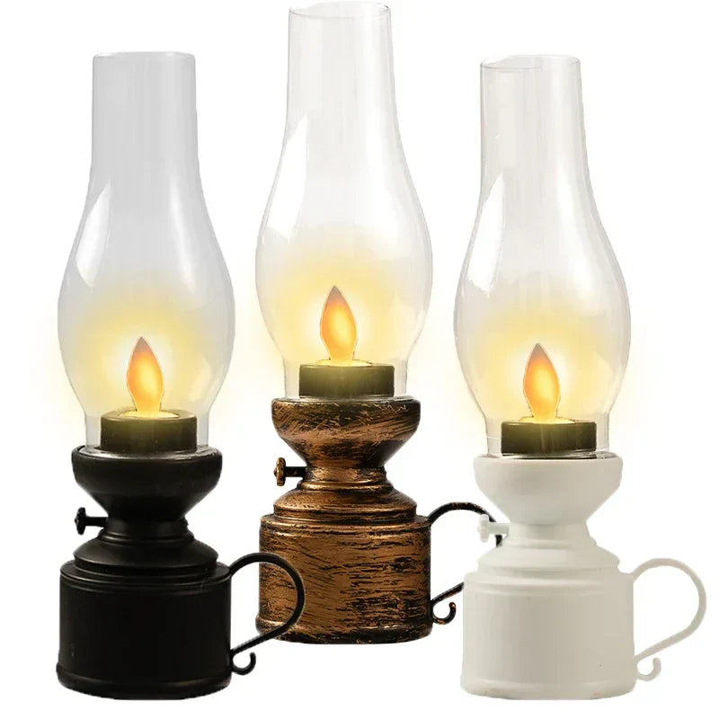 Vintage LED Oil Lamp  Battery Powered Glass Chimney Design - Product detail 5