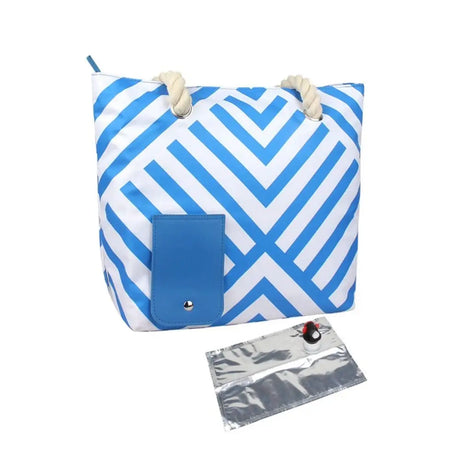 Insulated Wine Tote Bag  Nautical Stripe Dispenser Design - Product detail 15