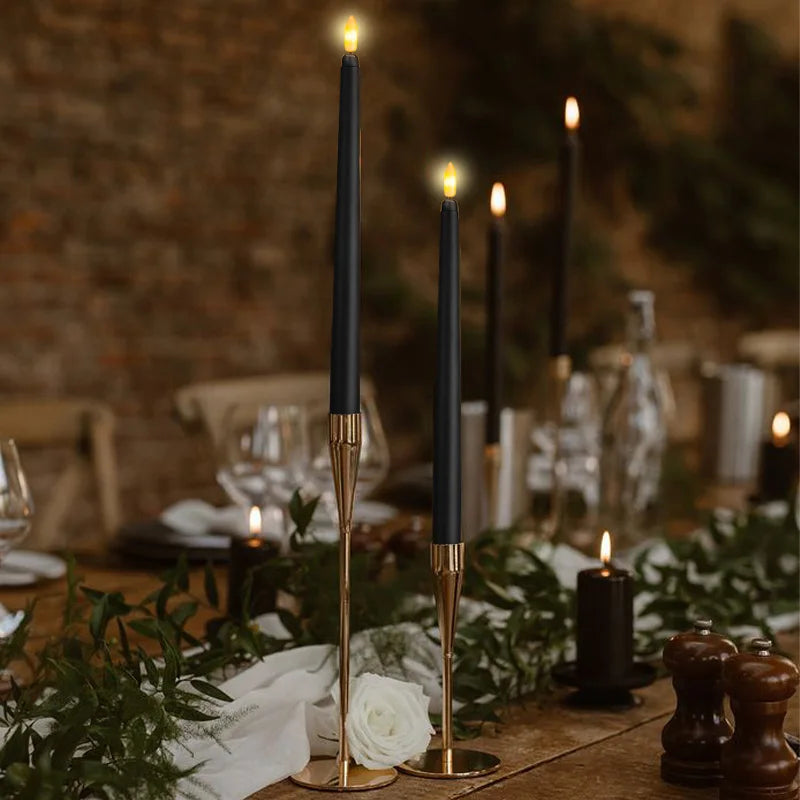 LED Black Taper Candles  Flameless Gothic Dining Decor - Detailed view