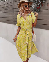 Floral Summer Maxi Dress  Button-Front V-Neck Design - Product detail 10