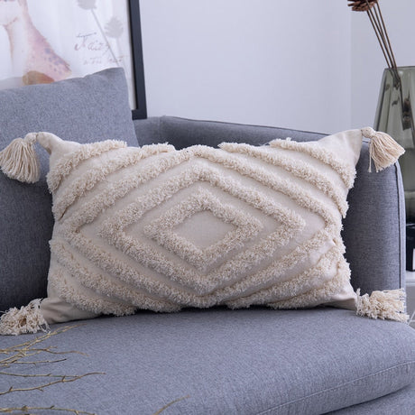 Tufted Throw Pillow Covers  Geometric Cotton With Tassels - Product detail 13
