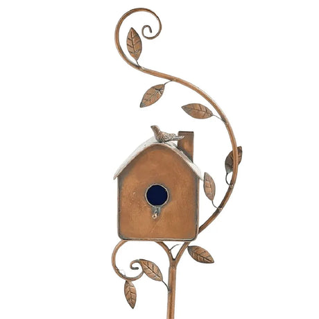 Copper Garden Birdhouse  Dual Entry Metal Bird House with Decorative Leaf Design - Product detail 8