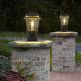 Solar Garden Post Light  Lantern Style Glass Panel Design - Product example