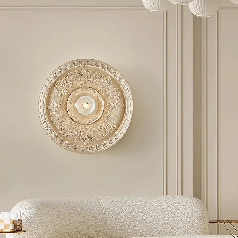 Victorian Ceiling Medallion Light  Floral Relief Pattern - Detailed view