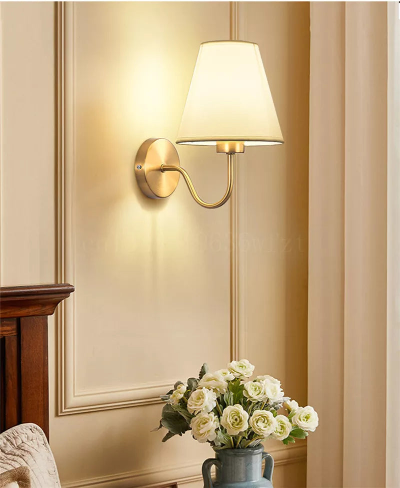 Modern Wall Sconce  Brushed Gold with Fabric Shade - Product detail 6