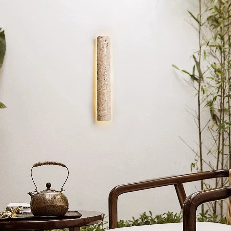 Outdoor Wall Lamp  Natural Travertine Stone LED Light - Product example