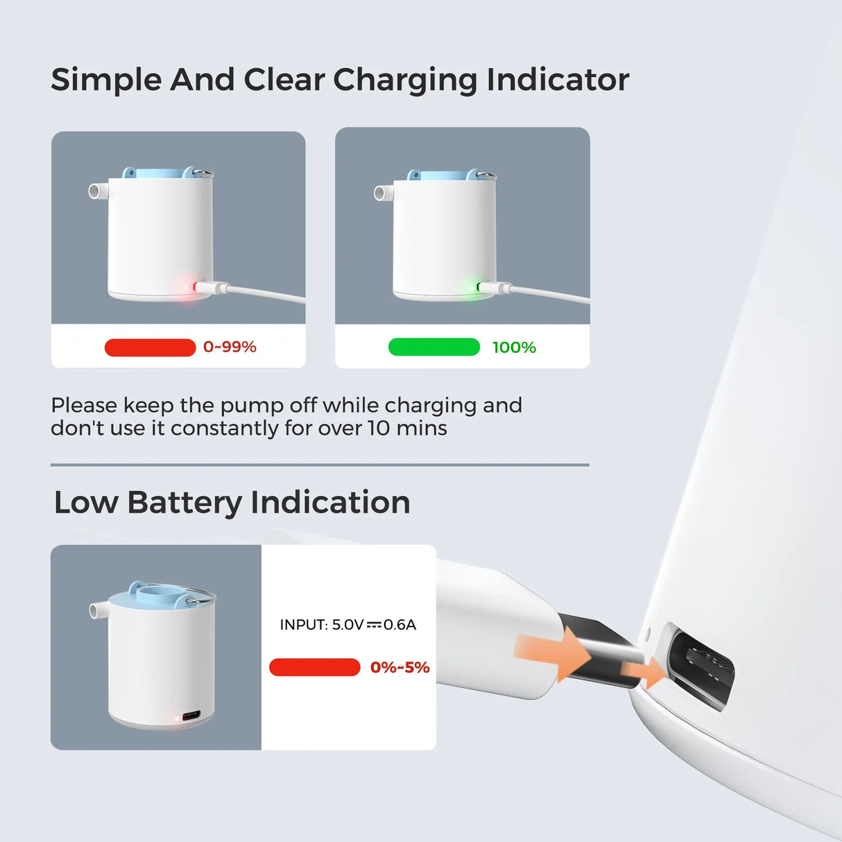 Portable Electric Air Pump  USB Rechargeable Mini Inflator - Product detail 5