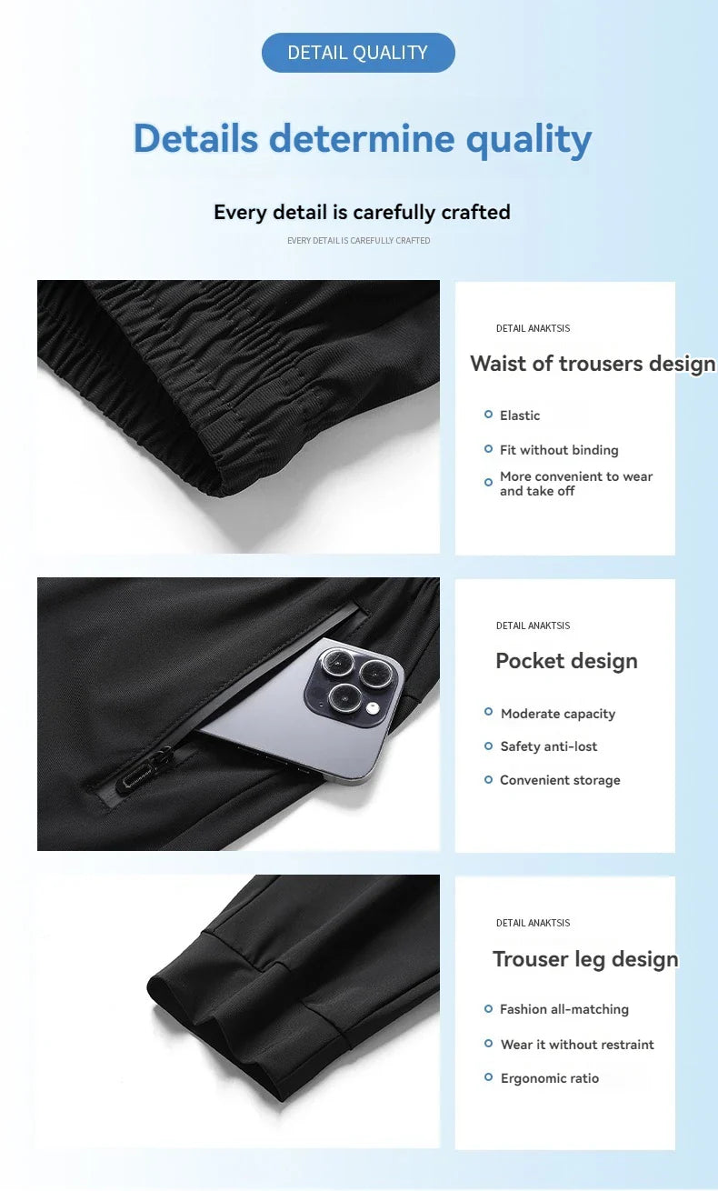 Quick-Dry Athletic Track Pants  Ice Silk Performance Fabric - Product detail 7