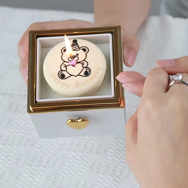 Musical Birthday Gift Box  Rotating Bear Cake Design - Product example