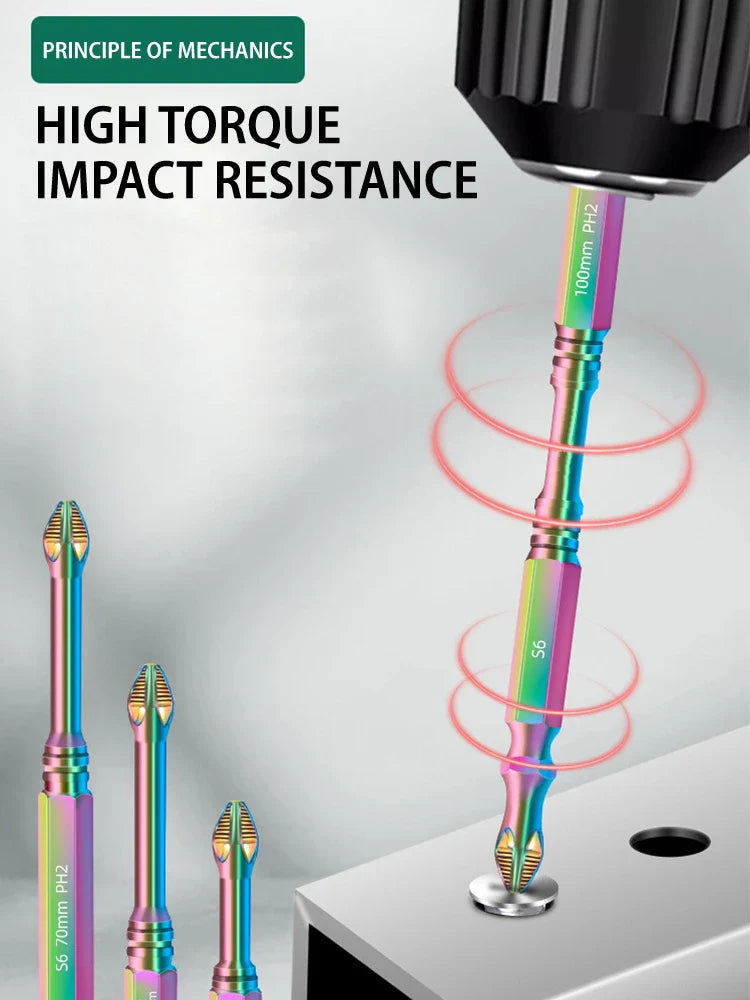 Professional Phillips Screwdriver Bit Set  Rainbow Titanium Steel Impact Bits - Product example