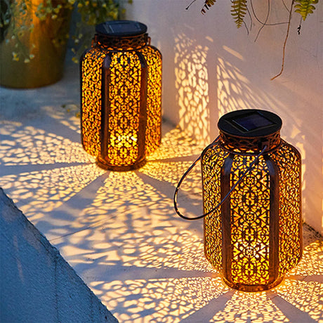 Solar Garden Lantern  Moroccan Iron Lattice Design - Product showcase