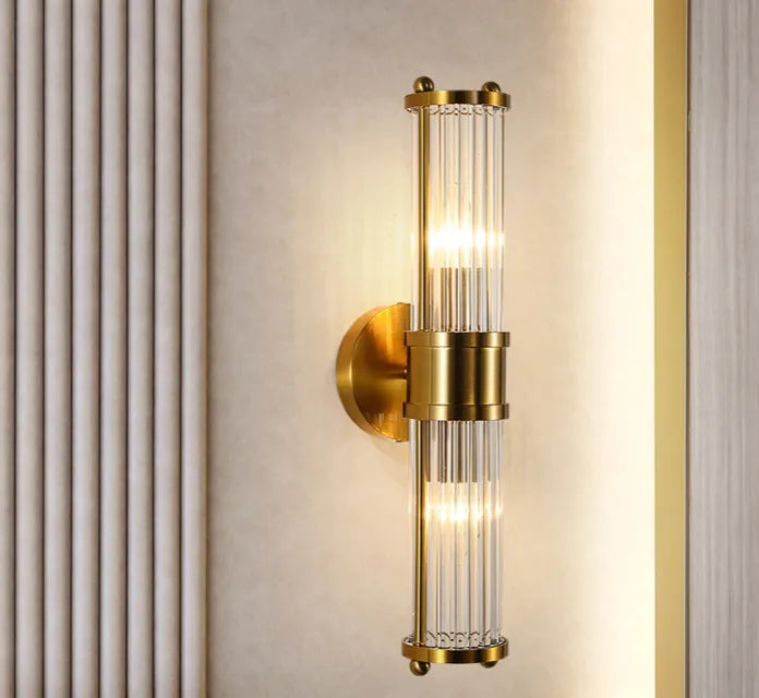 Art Deco Wall Light  Ribbed Glass with Brass Finish - Product detail 4