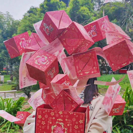 Festive Pop Out Box  Red Oriental Money Gift Holder - Product showcase