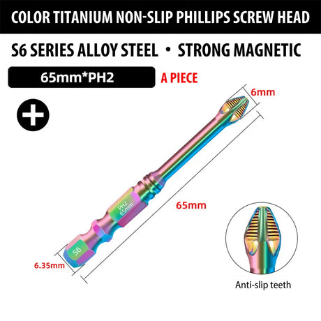 Professional Phillips Screwdriver Bit Set  Rainbow Titanium Steel Impact Bits - Product detail 14