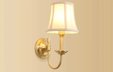 Classic Wall Sconce  Curved Brass Arm With Fabric Shade - Product detail 12