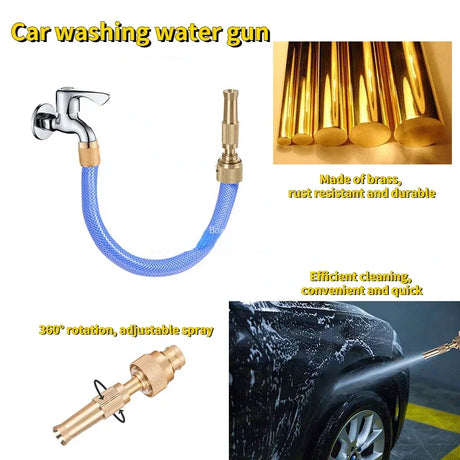 Brass Garden Hose Nozzle  High Pressure Adjustable Spray - Product showcase
