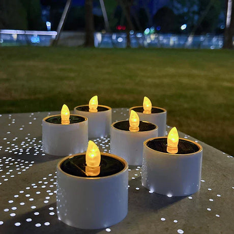 Solar LED Garden Candles  Outdoor Flickering 6-Piece Set - Product showcase