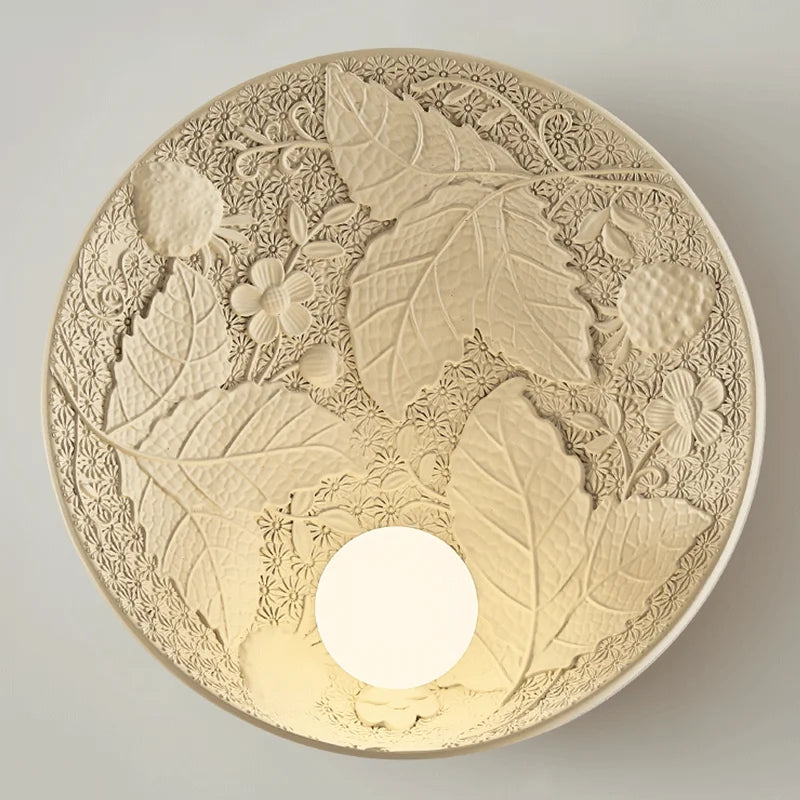 French Imperial Wall Lamp  Embossed Leaf Pattern Round Sconce - Product detail 9