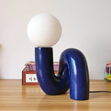 Modern Spiral Table Lamp  Metallic Red Glass Globe Design - Product detail 4