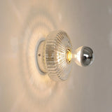 Vintage Glass Wall Lamp  Ribbed Dome Shade With Chrome Accent - Product detail 5