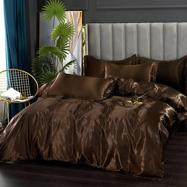 Luxury Satin Bedding Set  Silky Smooth Duvet Cover  Pillowcases - Product detail 8