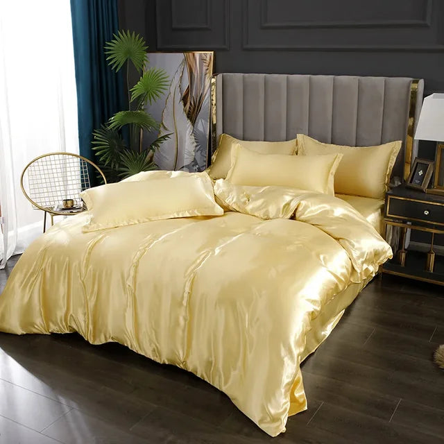 Luxury Satin Bedding Set  Silky Smooth Duvet Cover  Pillowcases - Product detail 6