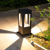 Modern Solar Path Light  Black Metal Garden Bollard - Detailed view
