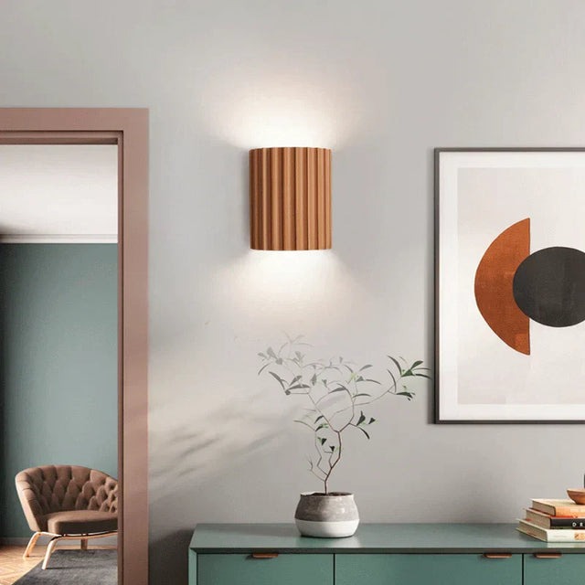 Modern Resin Wall Light  Ribbed Cylinder Design - Product showcase