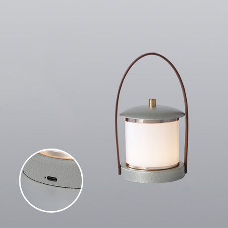 Portable LED Lantern  Modern Gray With Leather Handle - Product detail 8