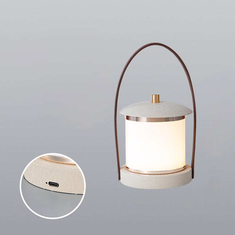 Portable LED Lantern  Modern Gray With Leather Handle - Product detail 9