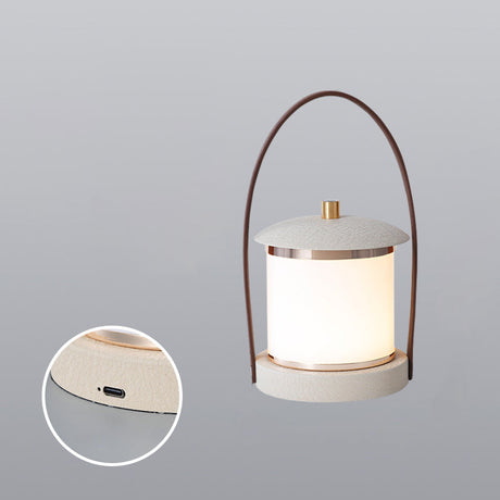 Portable LED Lantern  Modern Gray With Leather Handle - Product detail 9