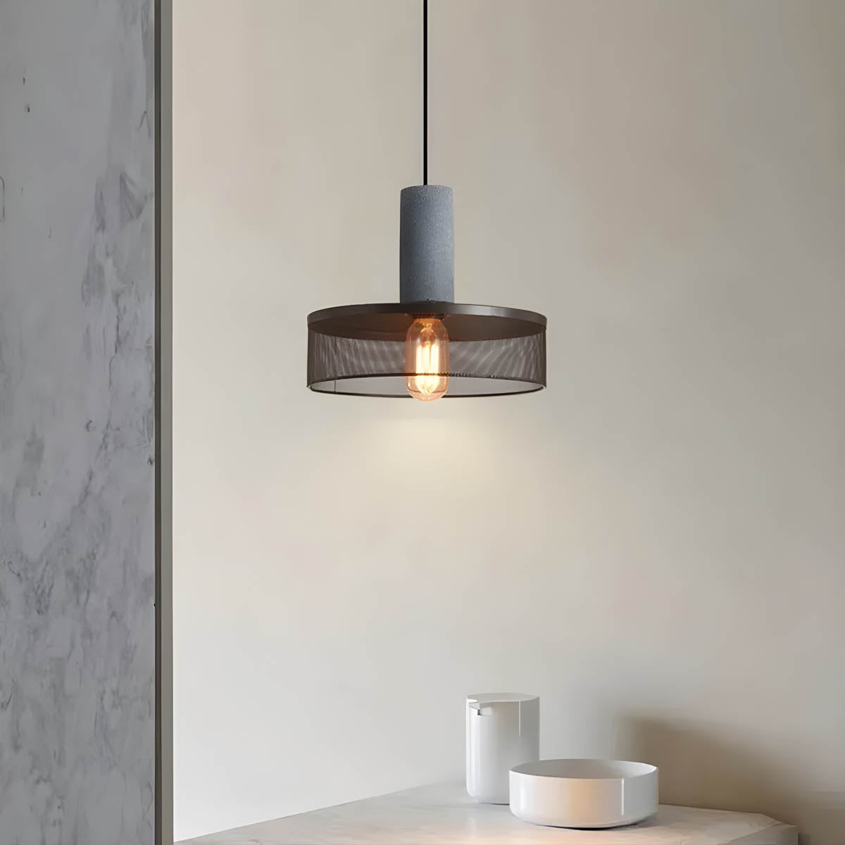 Industrial Pendant Light  Concrete Iron Mesh Design - Product detail 6