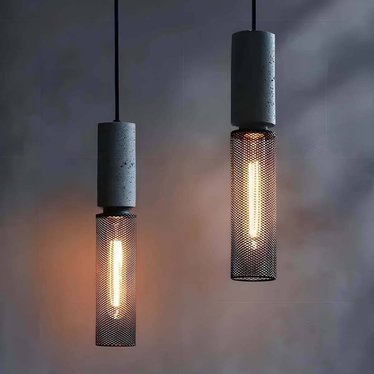Industrial Pendant Light  Concrete Iron Mesh Design - Product detail 5