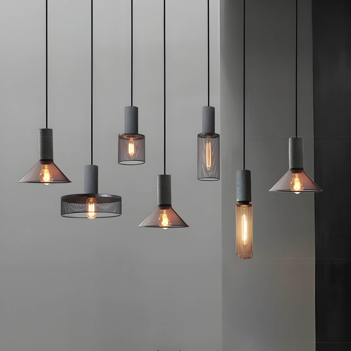 Industrial Pendant Light  Concrete Iron Mesh Design - Product detail 11