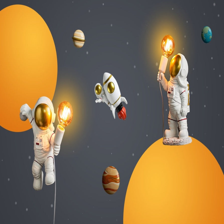 Space Mural Wallpaper | Astronaut Adventure with Glowing Planets