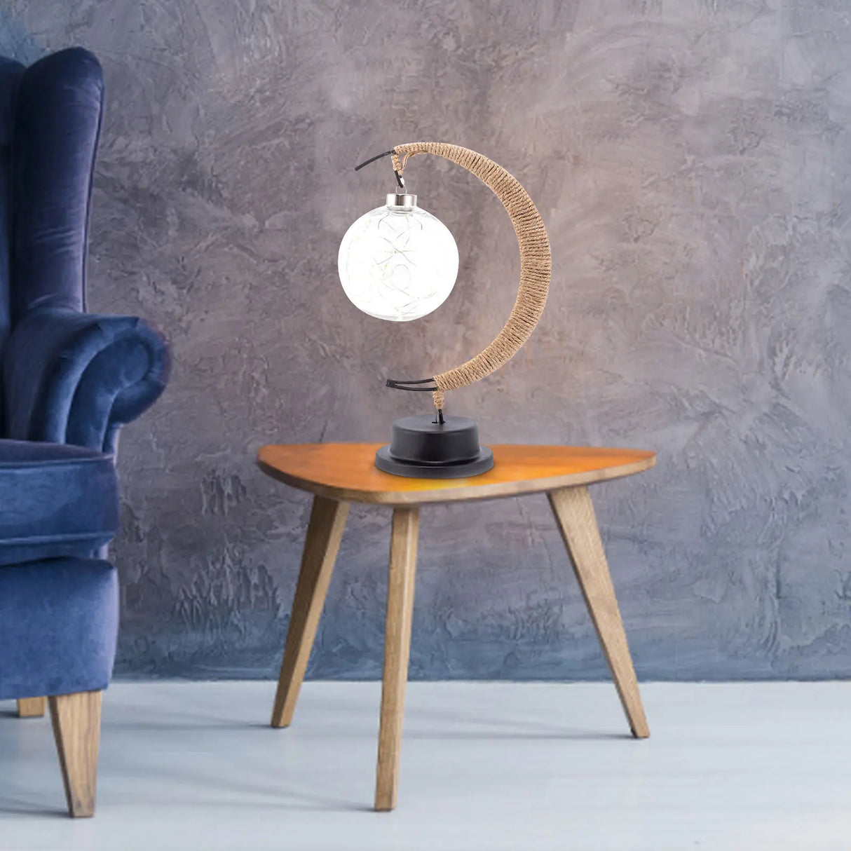 Crescent Moon Table Lamp  Glass Globe LED Night Light - Product detail 8