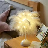 Feather Table Lamp  White LED Plume Design - Detailed view