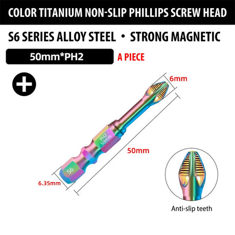 Professional Phillips Screwdriver Bit Set  Rainbow Titanium Steel Impact Bits - Product detail 9